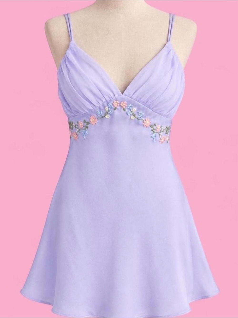 Lavender Floral Embroidered Fairy Mini Dress Size Small